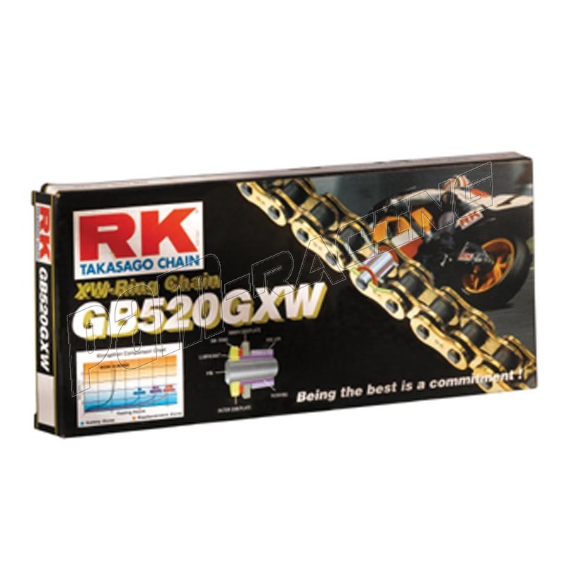 Chaine RK 520GXW XW Ring Ultra renforcée or et couleur PAM RACING